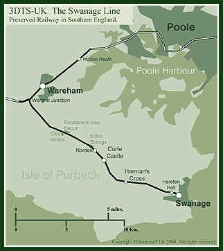 map of the Swanage Railway and project area